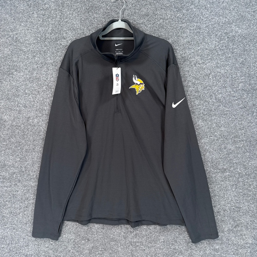 Minnesota Vikings Nike Pullover Shirt Mens XL Black 1/4 Zip NFL Football NEW